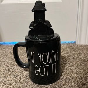 Rae Dunn If You’ve Got It Haunted It Black Glossy Mug w/ Haunted House Lid